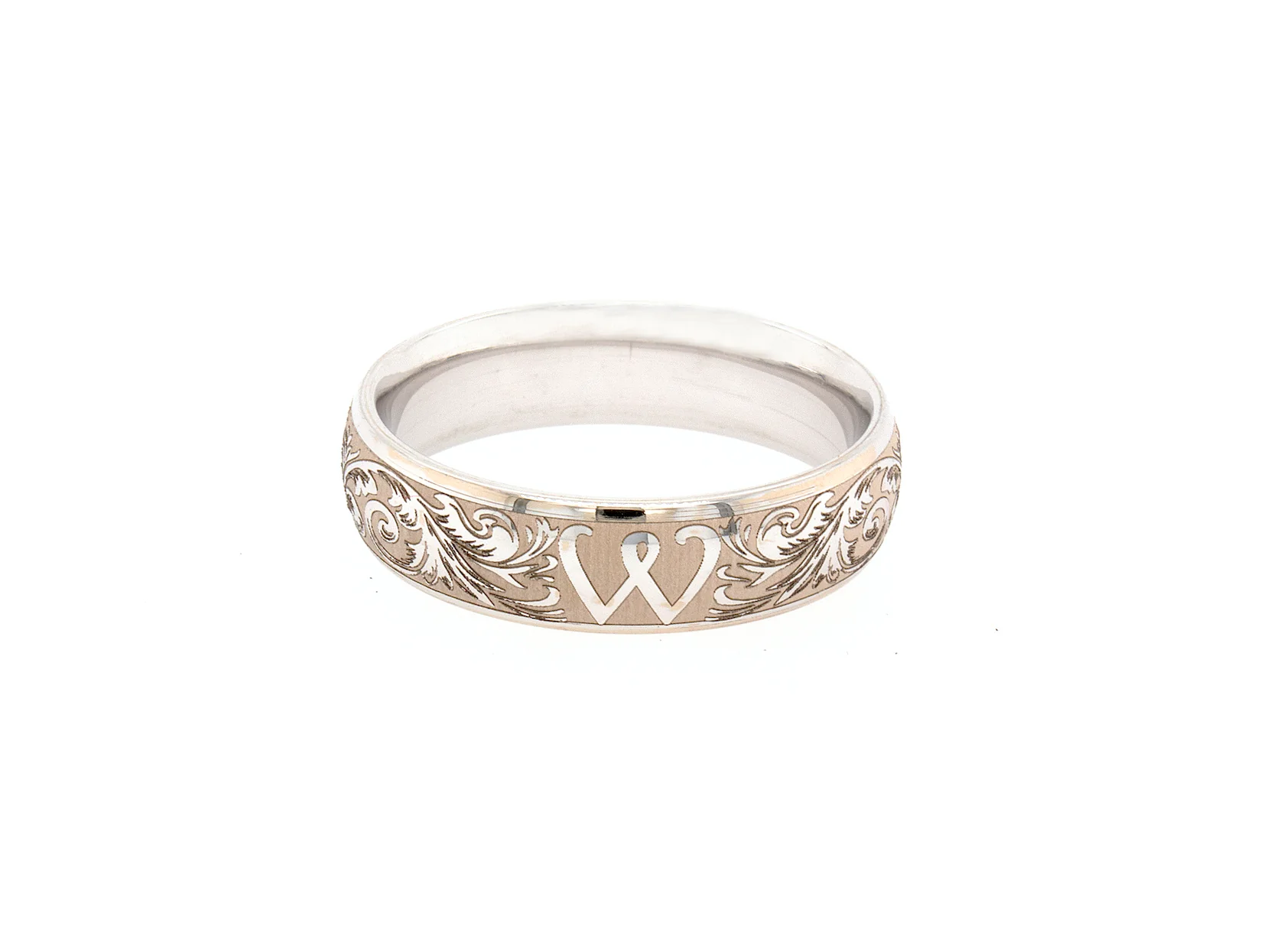 7mm Custom Made Solid Gold Ring with Personalized Initial and Victorian Style Engravings - Image 3