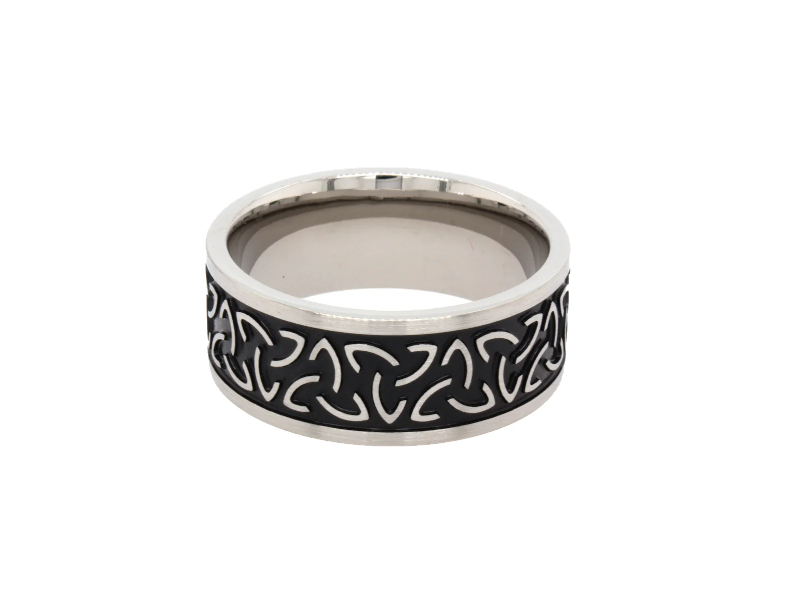 8mm Custom Made Titanium Ring with Engraved Minimalist Celtic Knot Engravings - Image 3