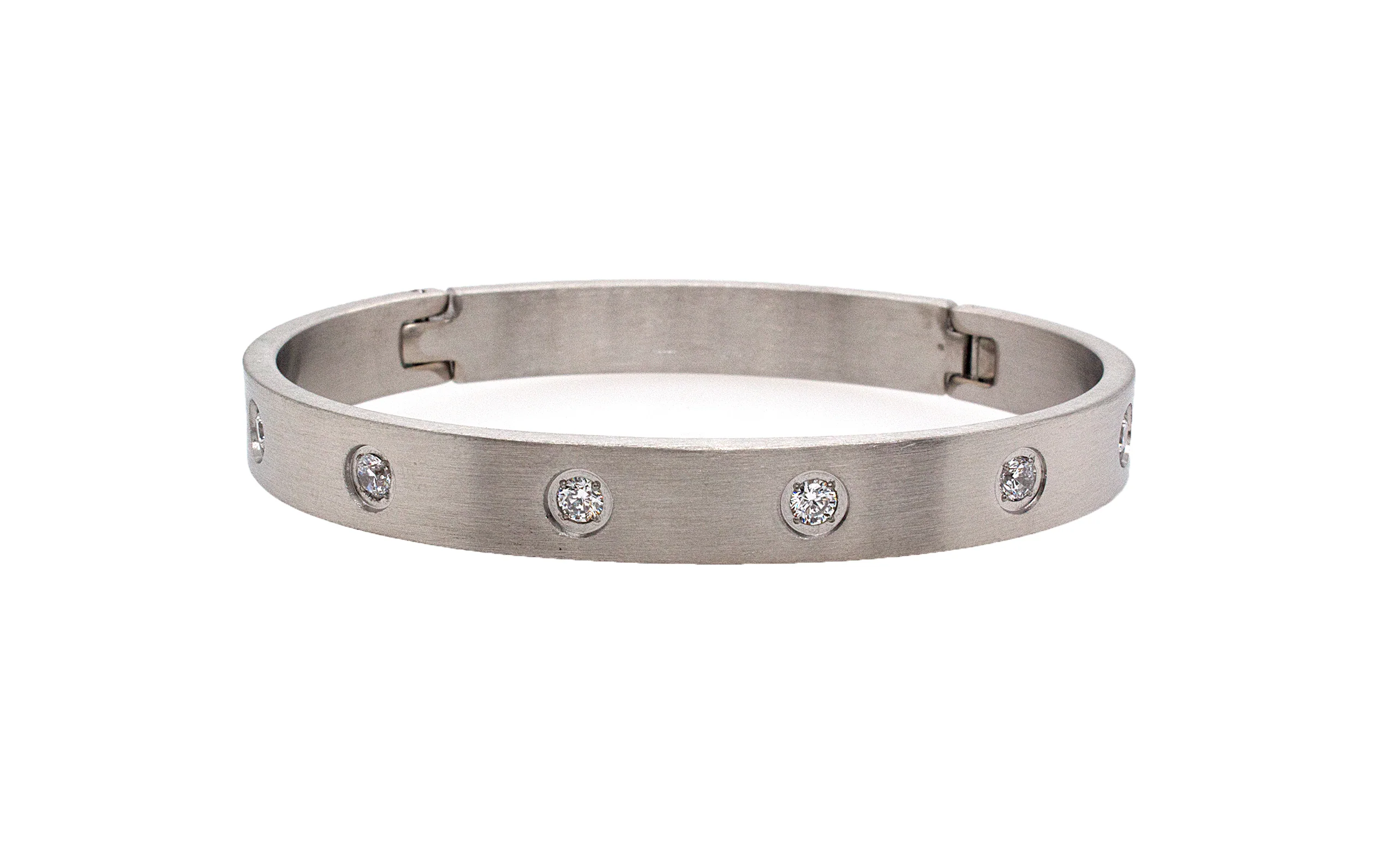 8mm Stainless Steel Bangle Bracelet with 8 Stones - Image 3
