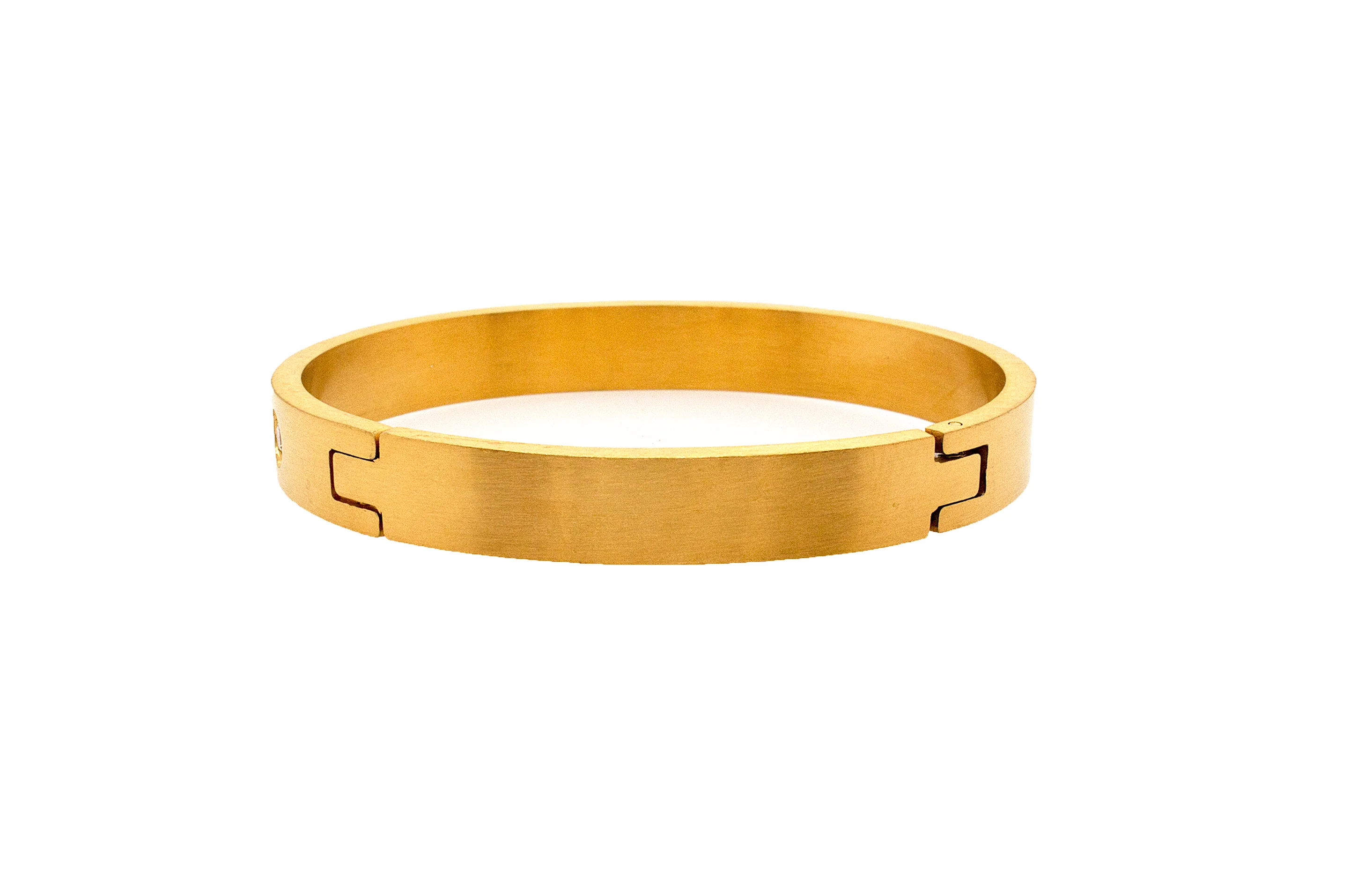 8mm Yellow Gold Plated Stainless Steel Bangle Bracelet with 8 Stones - Image 5