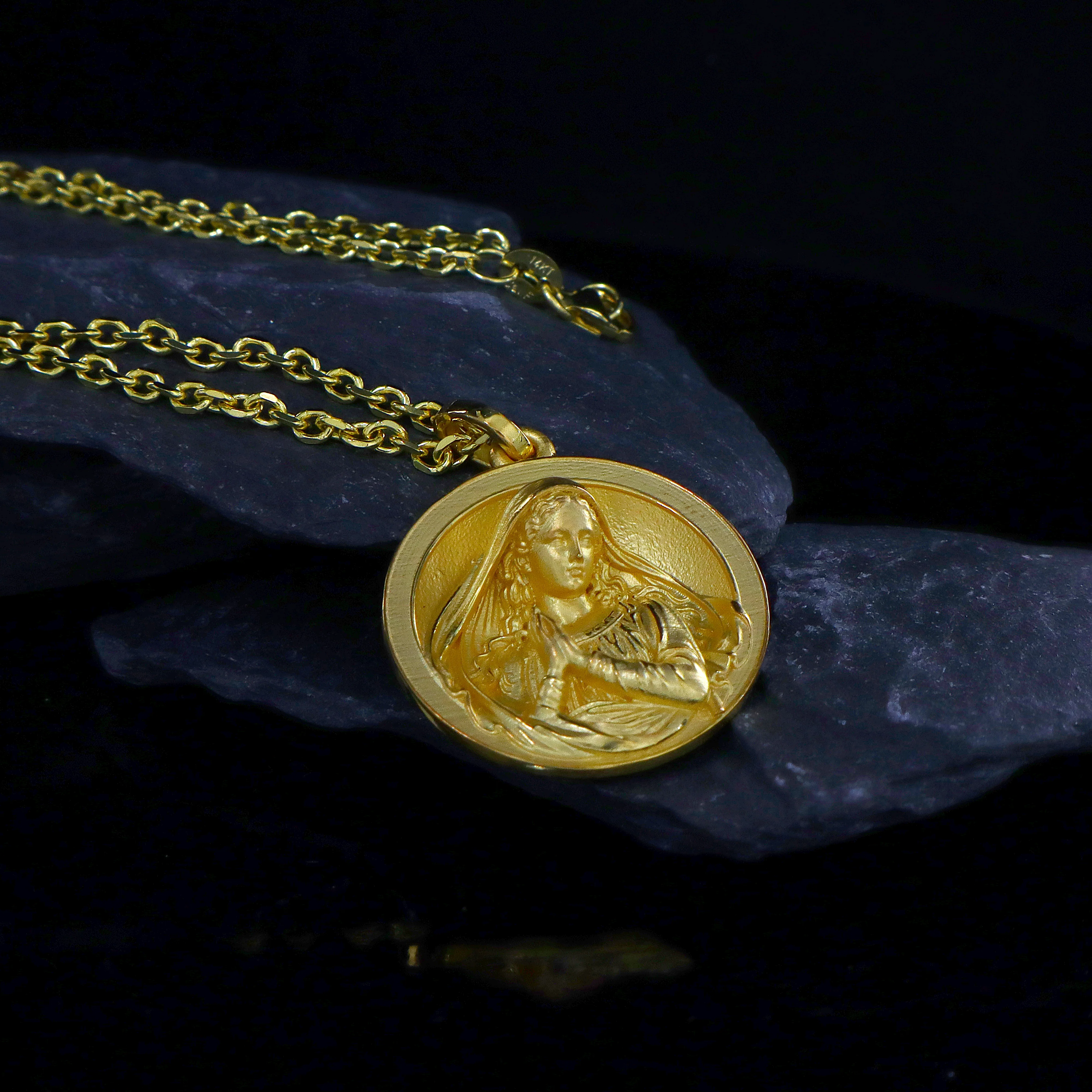 Solid 14k Gold Virgin Mary Pendant - Image 3