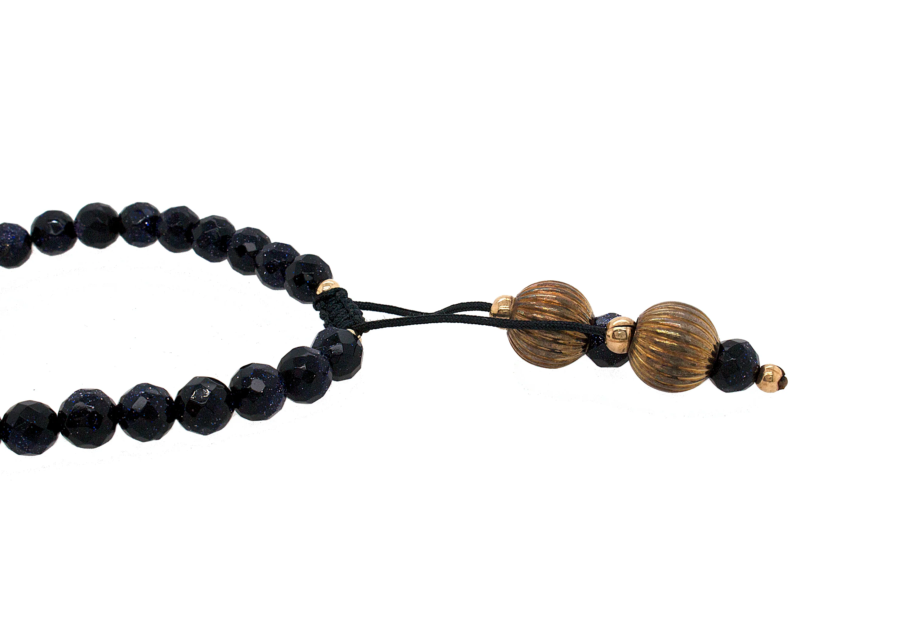 Custom Solid Gold Monogram Bracelet with Diamonds and Sandstone Beads - Image 4