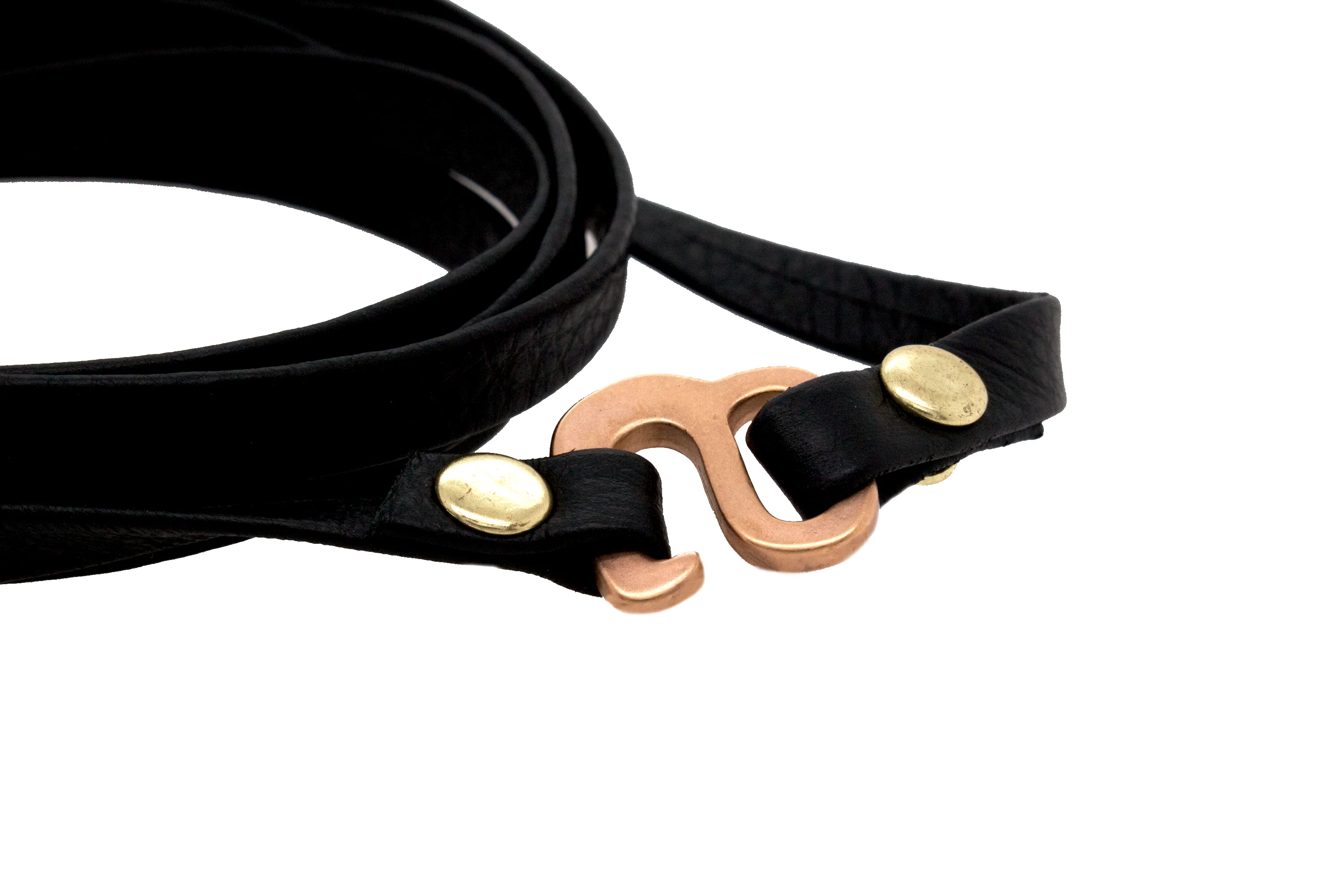 Custom Solid Rose Gold Bar Bracelet with Personalized Date Set in Diamonds and Black Strappy Leather - Image 5