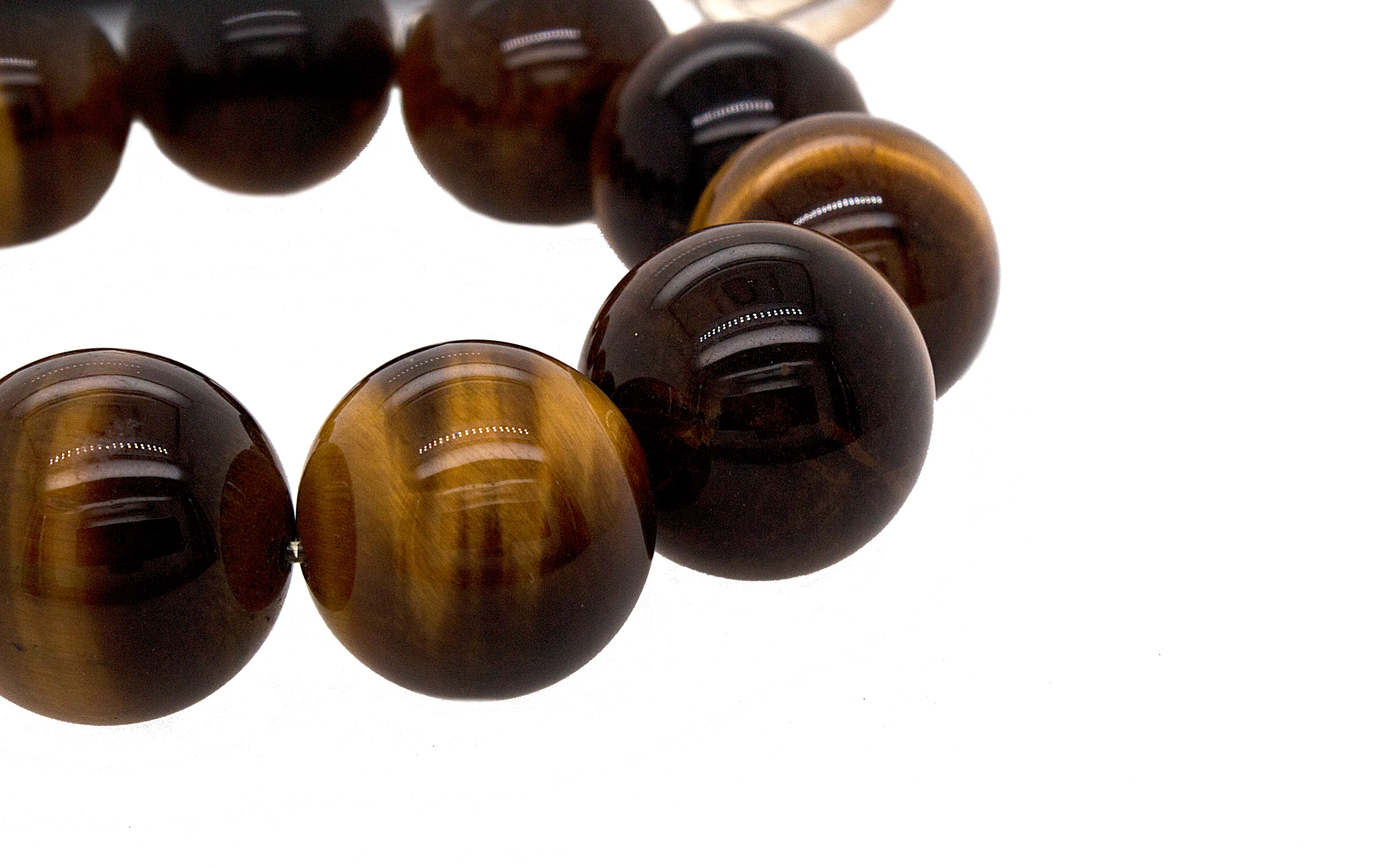 Custom Sterling Silver Monogram Bracelet with Big Tiger Eye Beads - Image 4