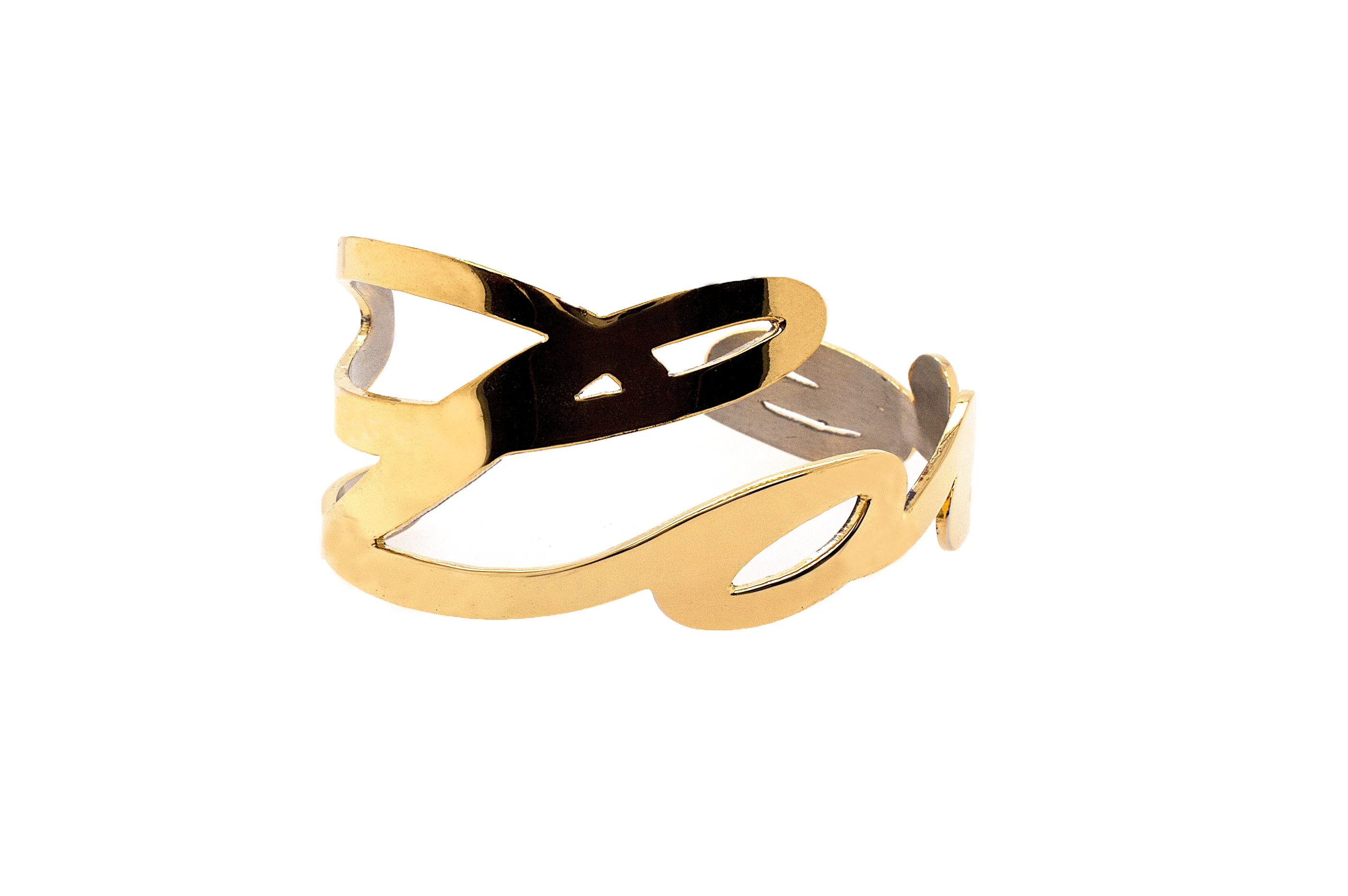 Custom, Yellow Gold Plated Silver, Love Cuff Bracelet - Image 3