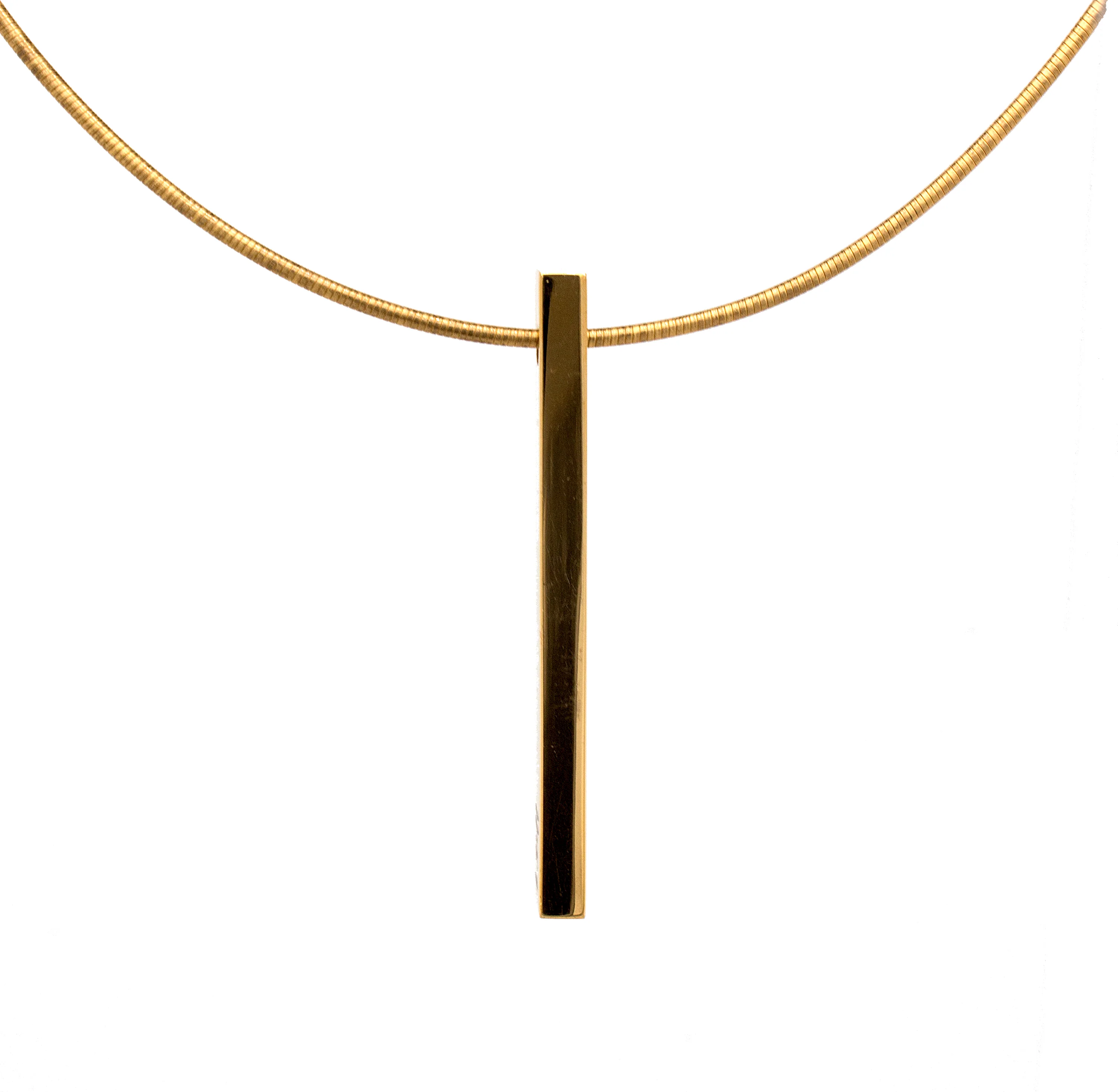 Yellow Gold Plated, Stainless Steel, Vertical Bar Necklace with Diamond Alternative Stones - Image 5